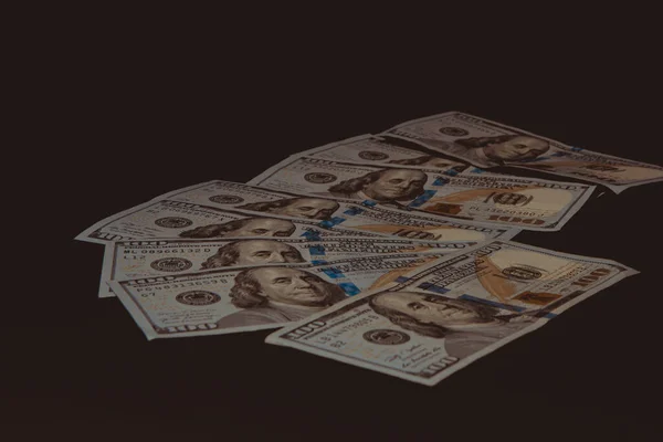 100 Dollar 100 Dollar Banknoten Auf Dem Tisch Finanzieller Hintergrund — Stockfoto