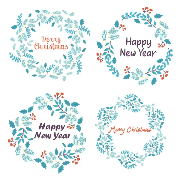 Bir dizi Noel çelengi, çerçeve, sınırlarda 