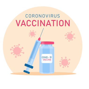 Coronavirus aşısı. Şırınga, hap, virüs.