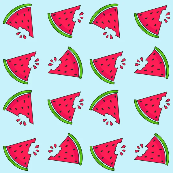 Wassermelone Scheibe Nahtloses Muster — Stockvektor