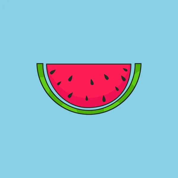 Cartoon Style Watermelon Blue Background — Stock Vector