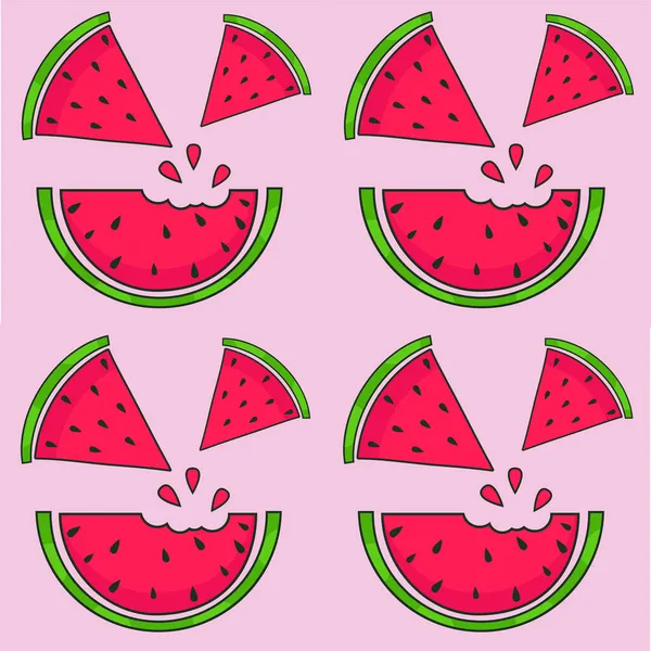 Wassermelone Nahtloses Muster Cartoon Stil — Stockvektor