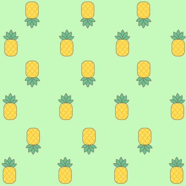 Naadloos Ananas Patroon Groene Achtergrond — Stockvector