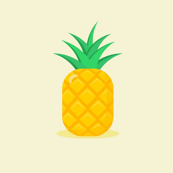 Bej Arka Planda Ananas Bir Meyve — Stok Vektör