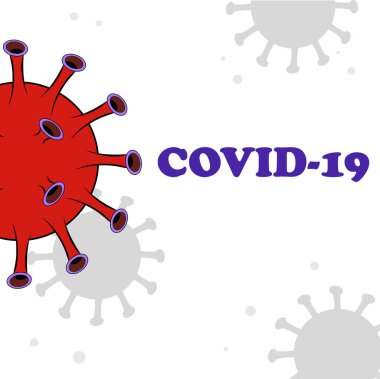 Coronavirus afişi, beyaz arka planda COVID-19 harfli poster.