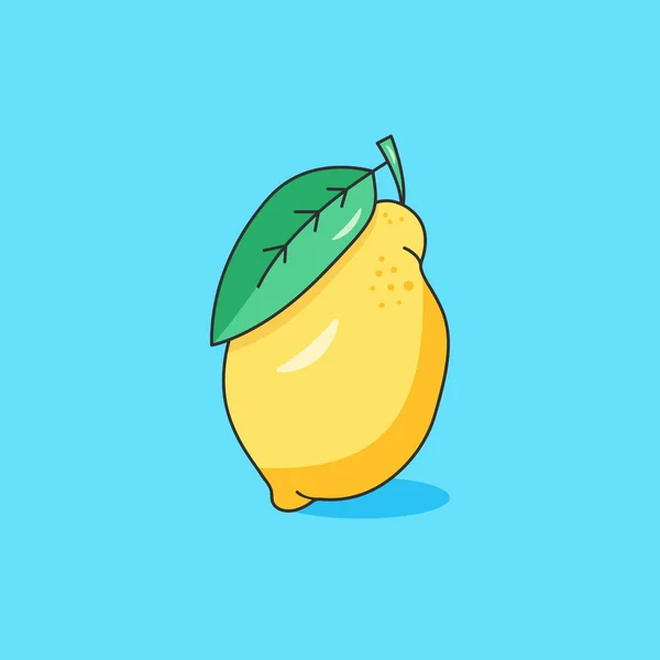Mavi Zemin Üzerinde Yaprak Olan Limon Sarısı — Stok Vektör