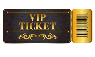 Siyah arkaplanlı VIP altın bilet.