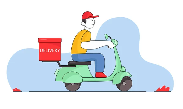 Online Delivery Service Online Order Tracking Home Office Delivery Scooter — Stock Vector