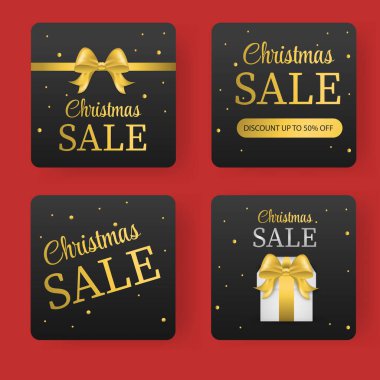 Karanlık bir arka planda bir dizi Noel indirimi..