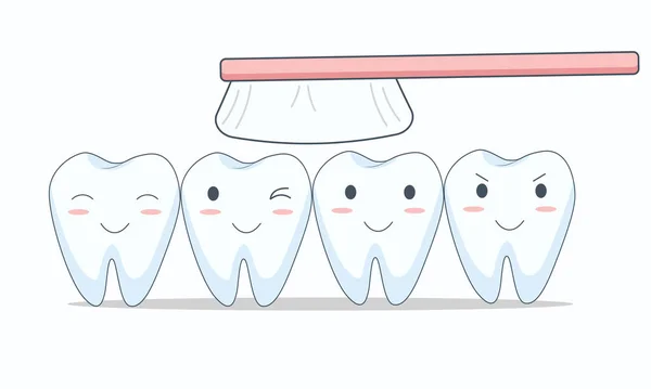 Vriendelijke animatie tandenpoetsen met borstel voor kinderen