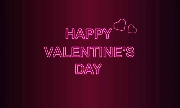 Neon Lettering Happy Valentine Day Een Donkere Achtergrond — Stockvector