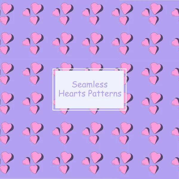 Seamless Patterns Hearts Purple Background — Stock Vector