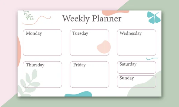 Barva Šablony Týdenního Plánování — Stockový vektor