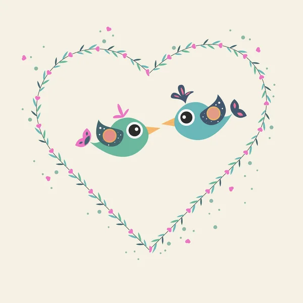 Verliebte Vögel Liebe Und Valentinstag — Stockvektor