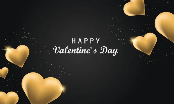 Gouden Hart Een Donkere Achtergrond Valentijnsdag — Stockvector