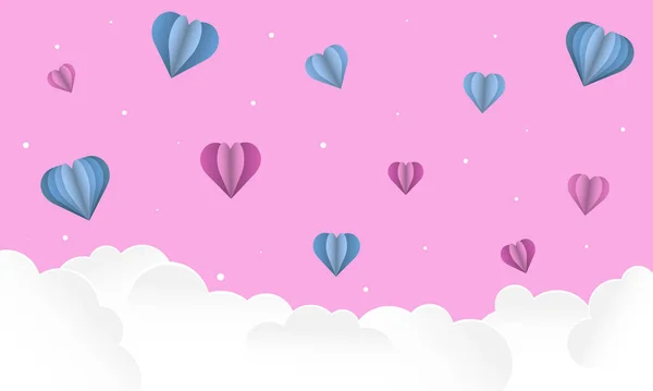 Achtergrond Papieren Harten Een Roze Achtergrond Valentijnsdag Liefde — Stockvector