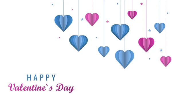 Achtergrond Papier Roze Blauw Hart Een Lichte Achtergrond Valentijnsdag Liefde — Stockvector