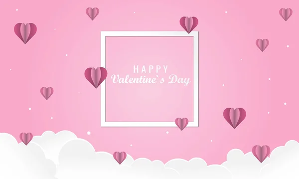 Valentijnsdag Stijl Papier Gesneden Roze — Stockvector