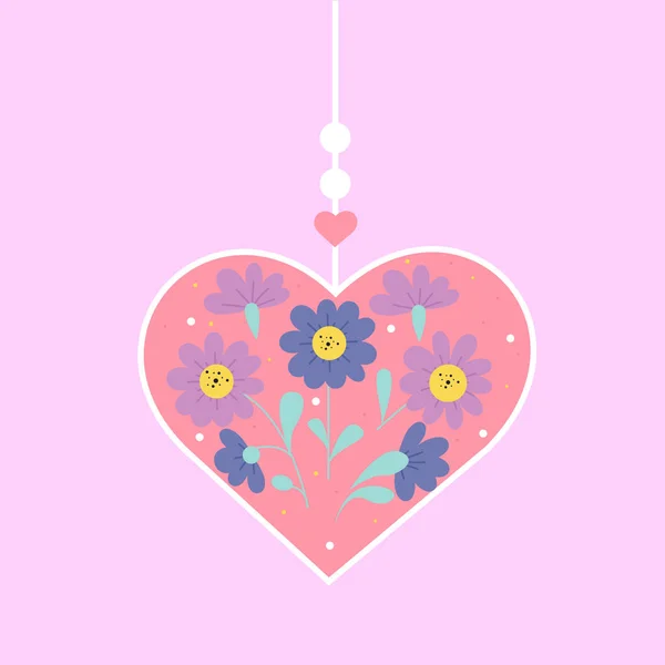 Heart Flowers Valentine Day Love Holiday — Stockvektor
