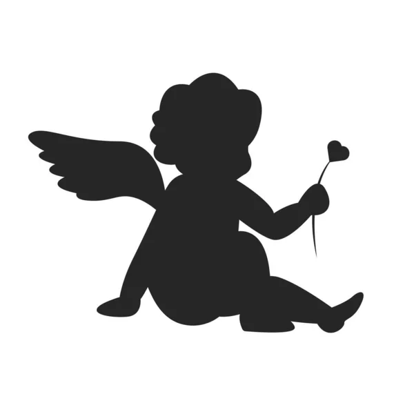Silhouette Cupidon Noir — Image vectorielle