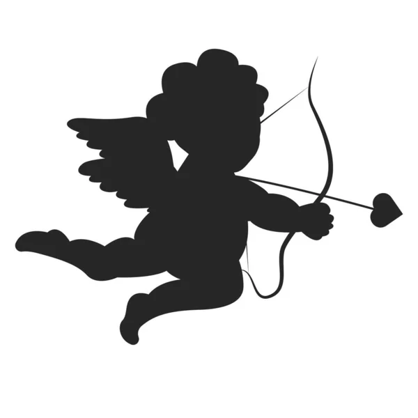 Cupid Silhouette Arrow Black — Stock Vector