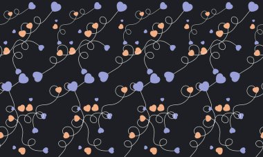 Seamless heart pattern on black background