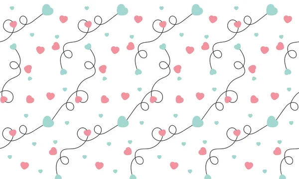 Seamless Blue Pink Heart Pattern White Background — Stockvektor