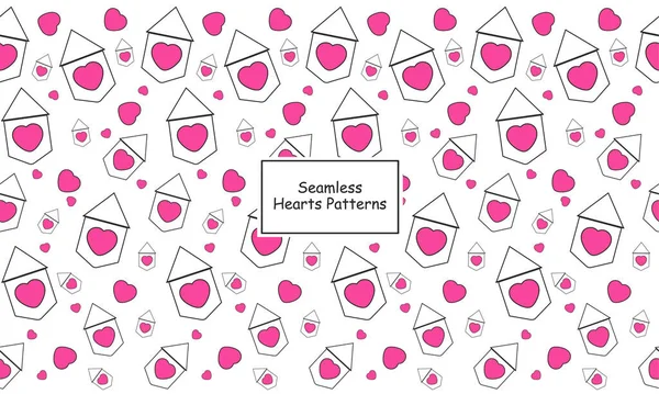 Seamless Hearts Pattern Flag Pink White Background — Διανυσματικό Αρχείο