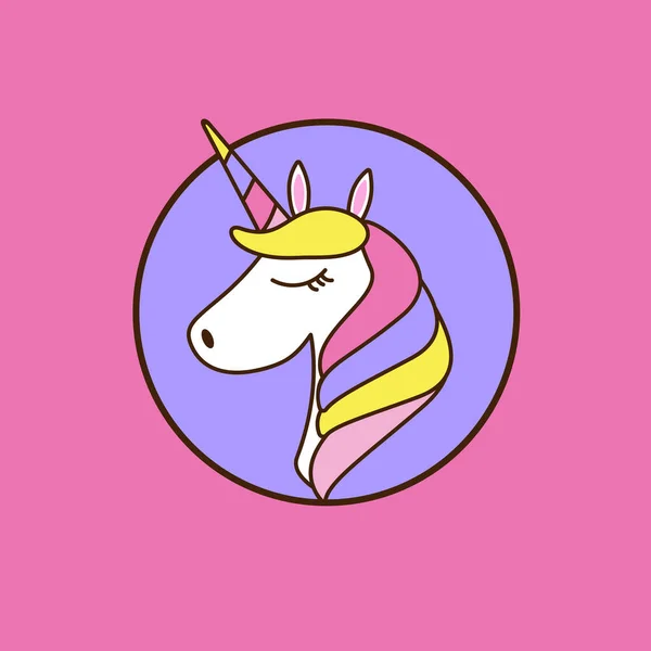 Bright Portrait Retro Unicorn Emblem - Stok Vektor