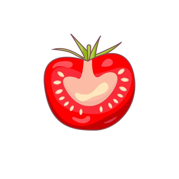 Tomate Una Mitad Cortada Sobre Fondo Blanco — Vector de stock