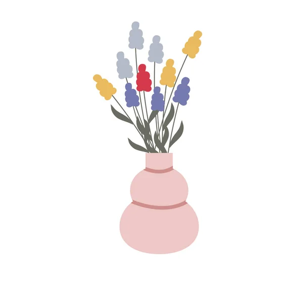 Pembe Vazoda Bahar Çiçekleri — Stok Vektör