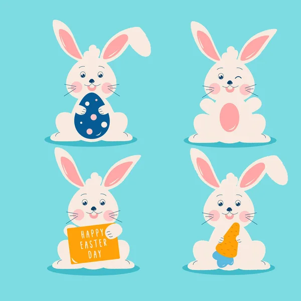 Une Collection Lapins Blancs Pâques — Image vectorielle