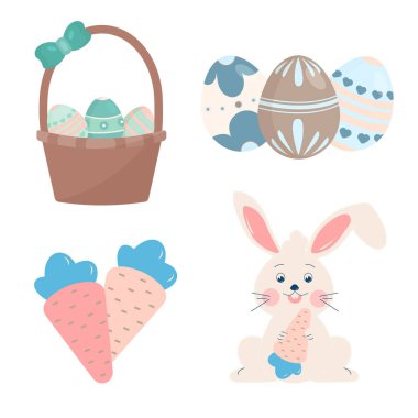 Paskalya Tavşanı, Sepet, Yumurta, Havuç Seti