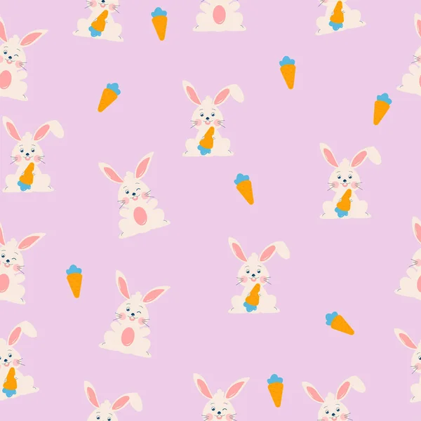 Seamless Pattern White Bunny — Stock Vector