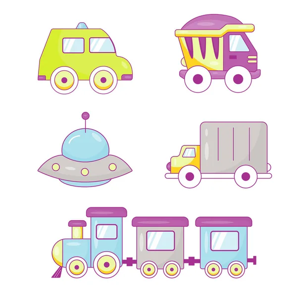 Conjunto Juguetes Para Niños Coches — Vector de stock