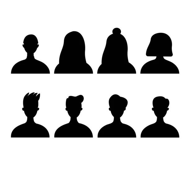 Ensemble Silhouettes Avatar Féminines Masculines — Image vectorielle