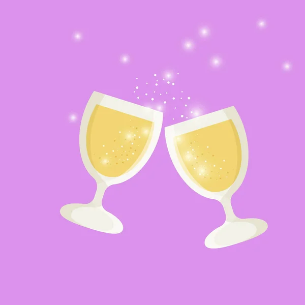 Malé Skleničky Šampaňské Žluté Barvy Večírek Vánoce Narozeniny — Stockový vektor