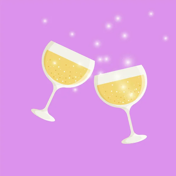 Skleničky Šampaňské Žluté Večírek Vánoce Narozeniny — Stockový vektor