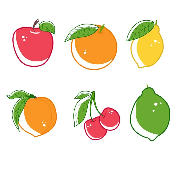 Set Fruits Bright Style — Image vectorielle