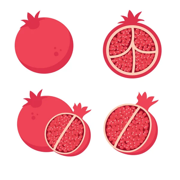 Set Different Pomegranate Fruits — Vector de stock