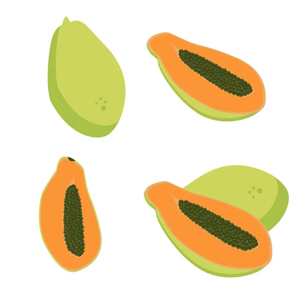 Ensemble Différents Types Fruits Papaye — Image vectorielle