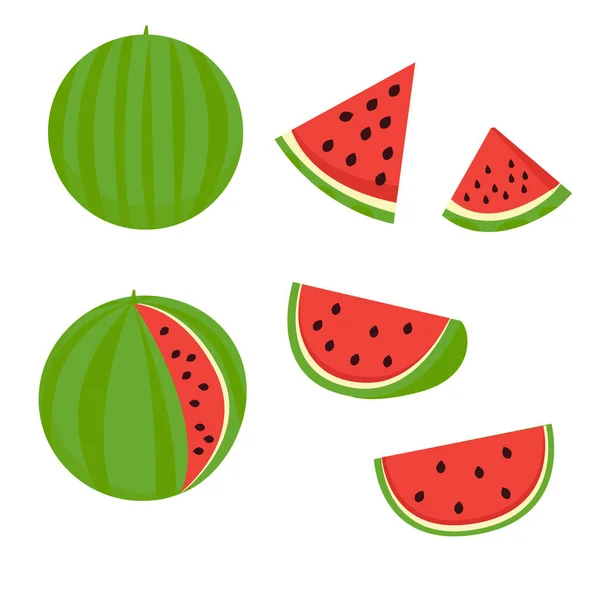 Set Different Kinds Watermelon Slice — Image vectorielle