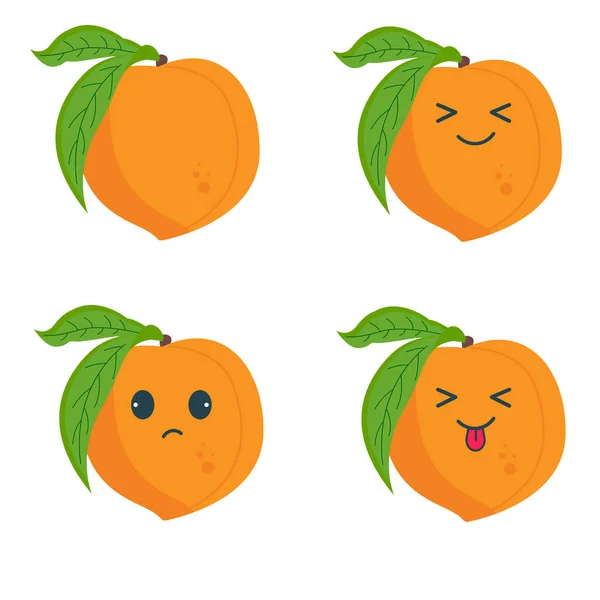 Kawaii Style Peach Emotion Fruit — Archivo Imágenes Vectoriales