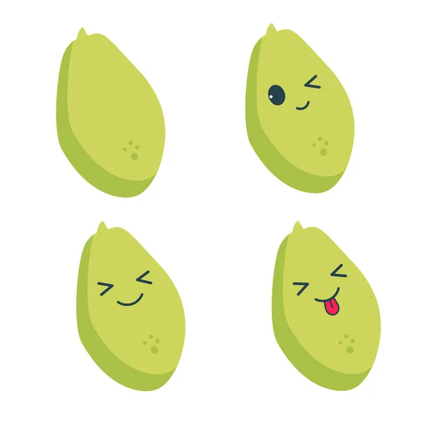 Papaye Style Kawaii Avec Émotion Fruits — Image vectorielle