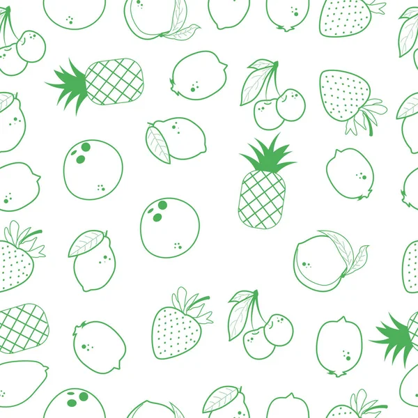 Seamless Pattern Style Green Fruit Lines — 스톡 벡터