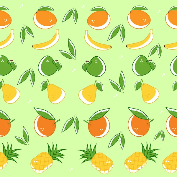 Seamless Pattern Different Bright Fruits — стоковый вектор