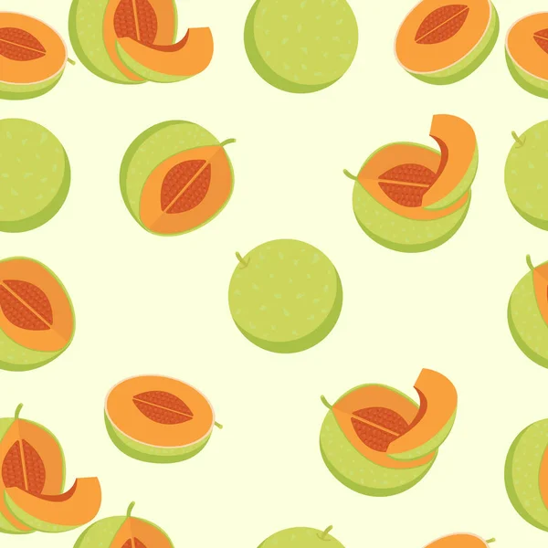 Seamless Melon Patterns Fruits — 스톡 벡터