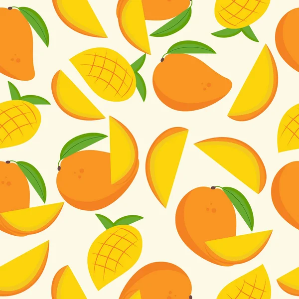 Seamless Mango Patterns Fruit — 스톡 벡터