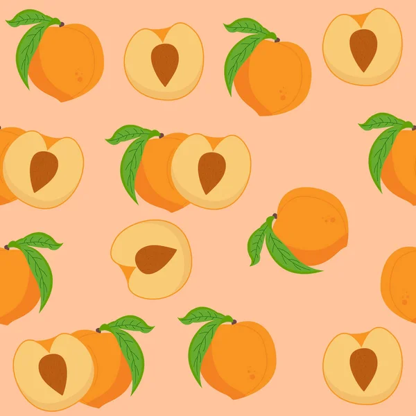 Seamless Peach Pattern Fruit — 스톡 벡터