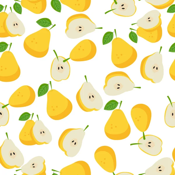 Seamless Pear Patterns Fruit — 스톡 벡터